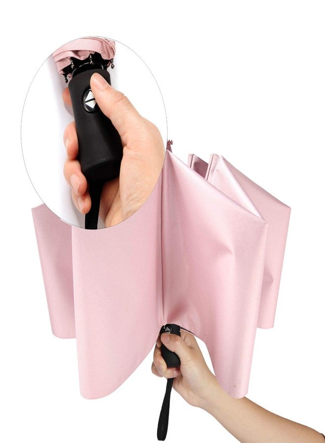 Shinok Travel Umbrella Compact Folding Sun Umbrellas Lighweight Auto Open Close for Women Parasol Pink - Image 2